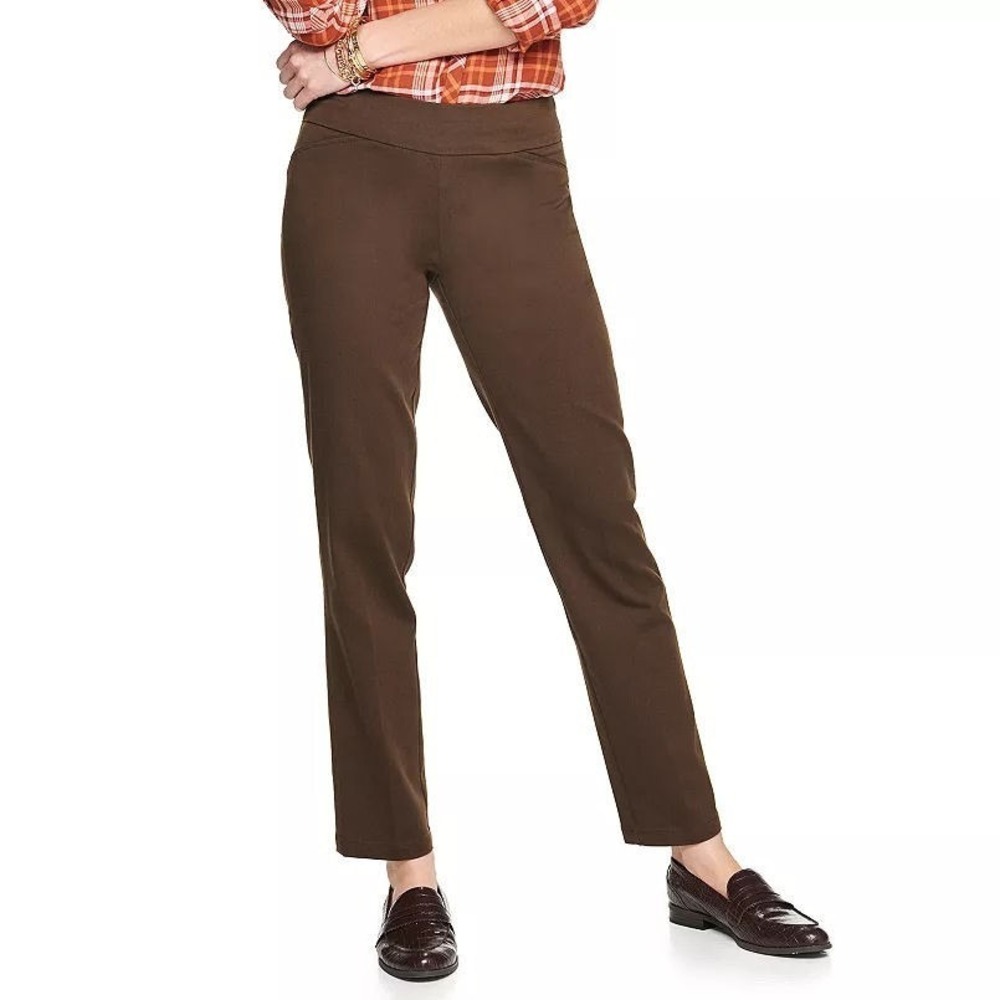 Croft & Barrow Effortless Stretch Pull-on Straight Leg Pants - Cocoa - 6 Short